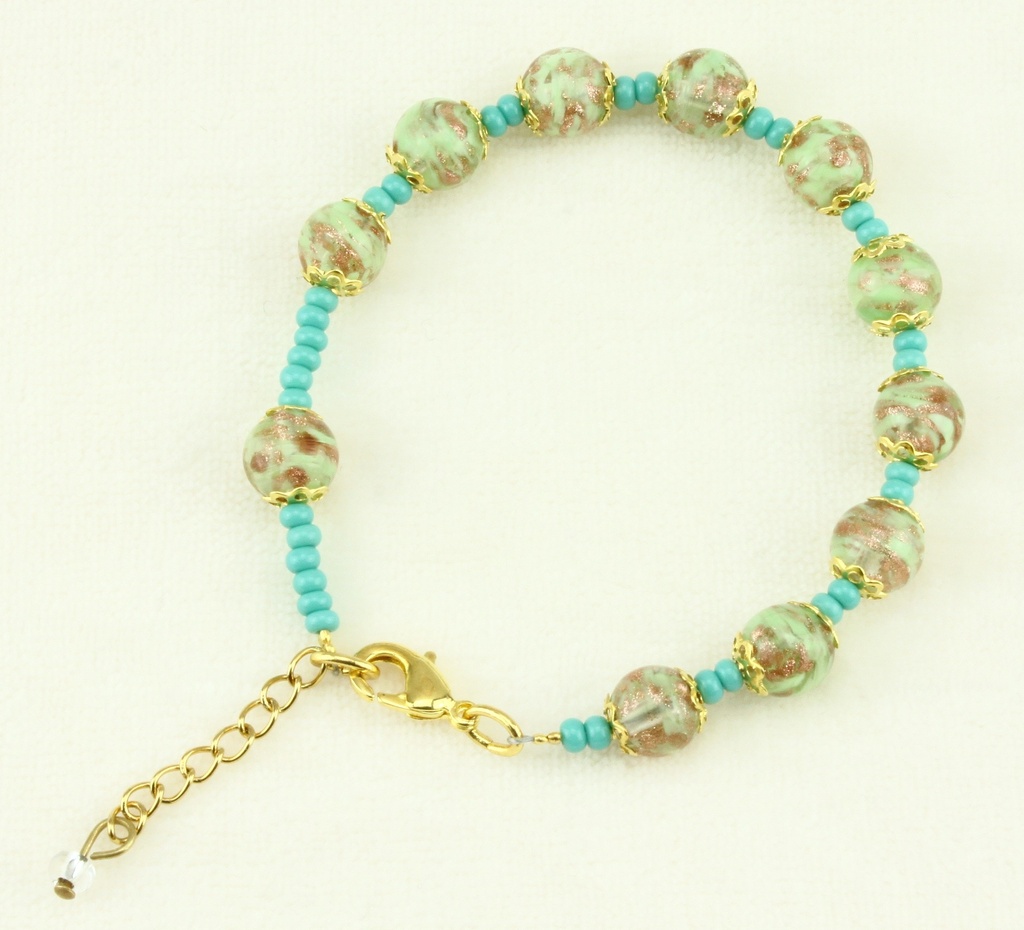 Armband/Mini-Rosenkranz - Venizian Glass - Grün (Ø8mm)