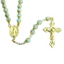Rozenkrans uit Venetiaansglas in doosje  - turquoise (⌀9mm)