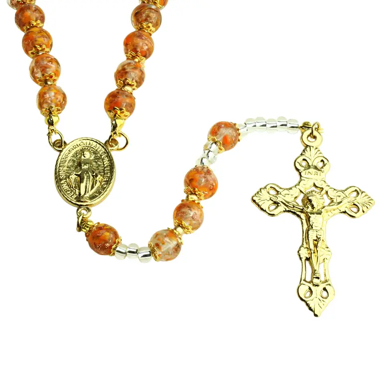 Rosenkranz - Venizian Glass in Schachtel - Orange (⌀9mm)