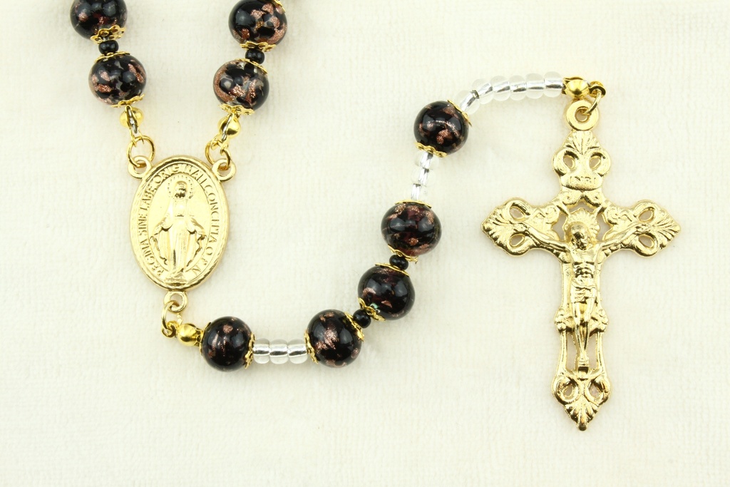 Rosary - Venizian Mosaïc in box - black (⌀9mm)