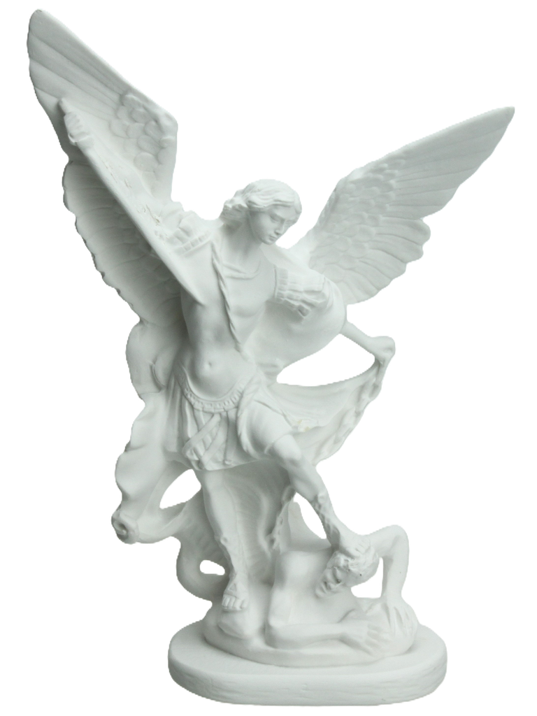 Statue Hl. Michael - Kuntharz/weiss - 15cm