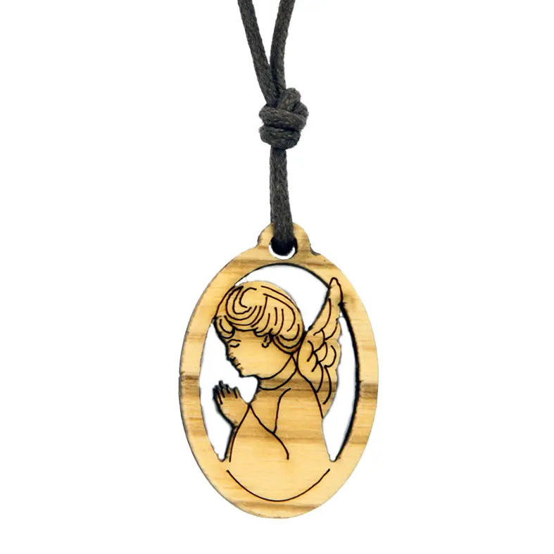 Ange en bois d'olivier sur corde (25x16mm)