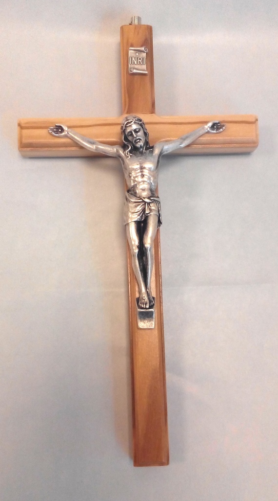 Croix murale christ - bois d'olivier - 12cm