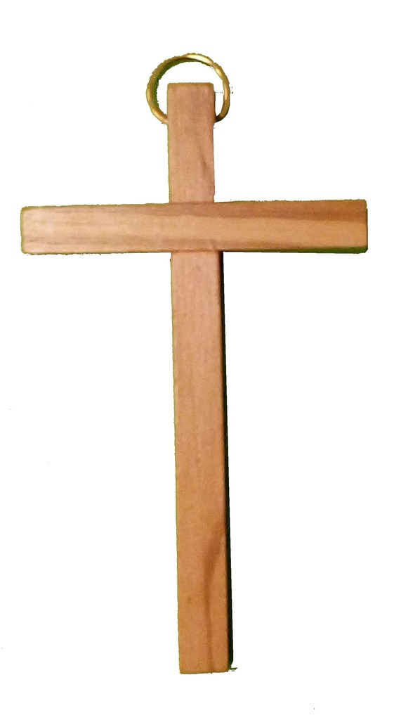 Croix murale bois d'olivier - sans christ (75x120mm)