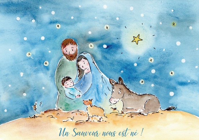 Weihnachtskarte Enkel 10,5x15cm - Un Sauveur nous est né Lc 2:11