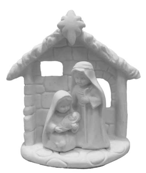 Hl.Familie/krippe - polystone/weiss - 8,5x3,5x9 cm