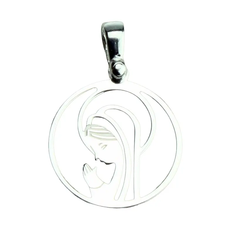 Medal Our Lady praying (cut-out) - silver plated 925‰ (16mm)