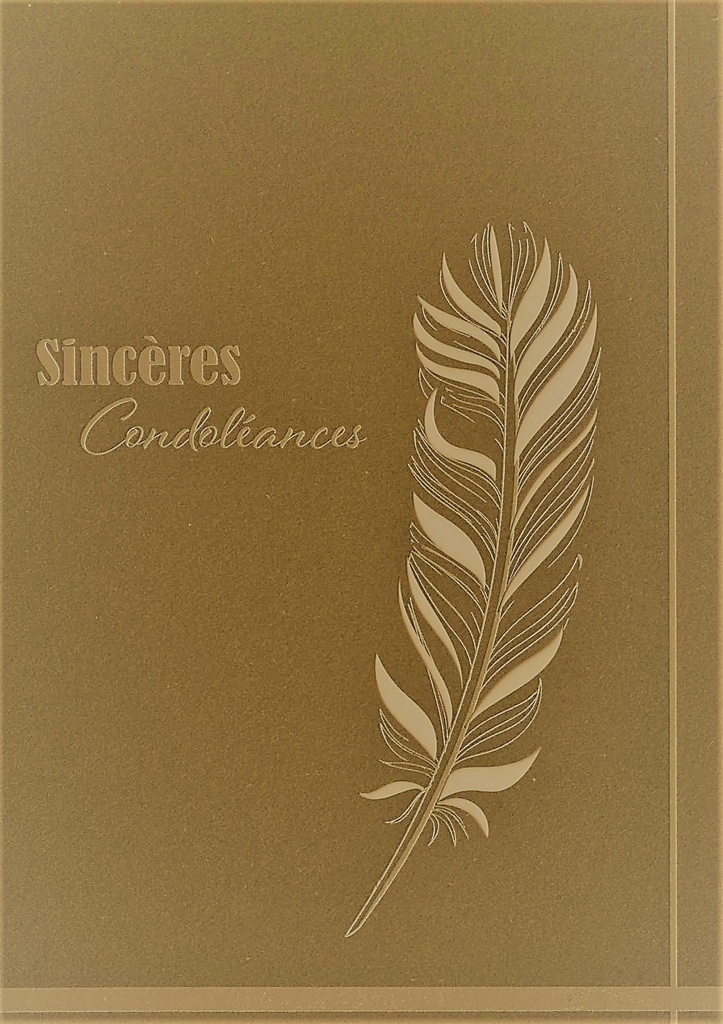 Carte double Sincères Condoléances/laser - 12x17cm/cello+enveloppe