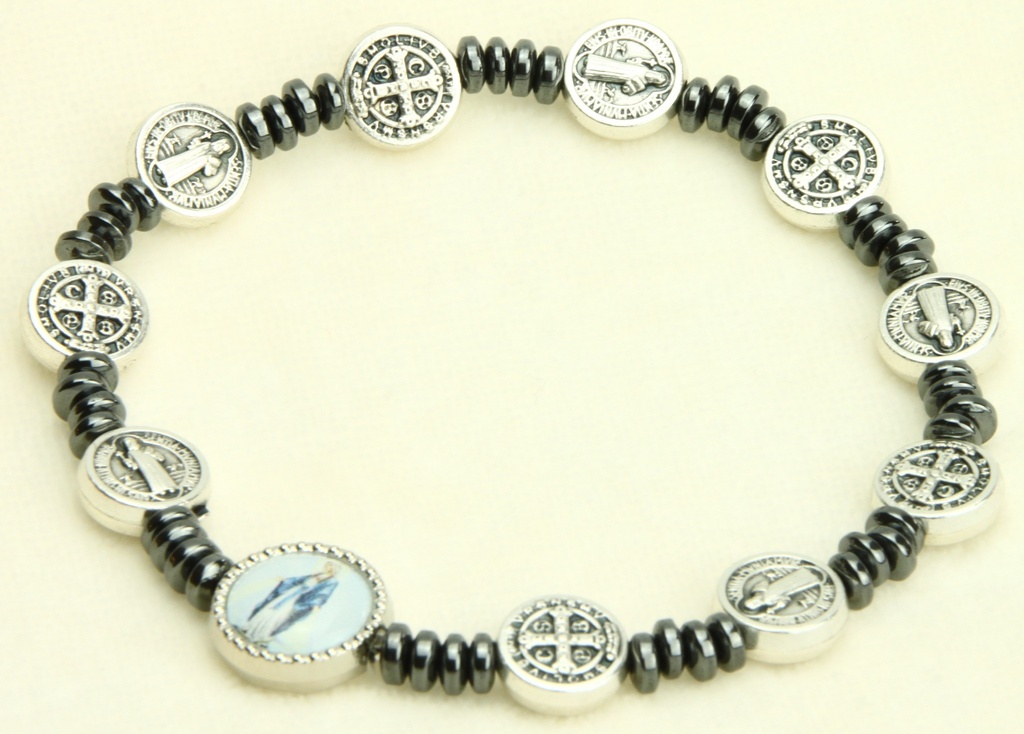 Armband - elastisch/med St Benedictus + OLV