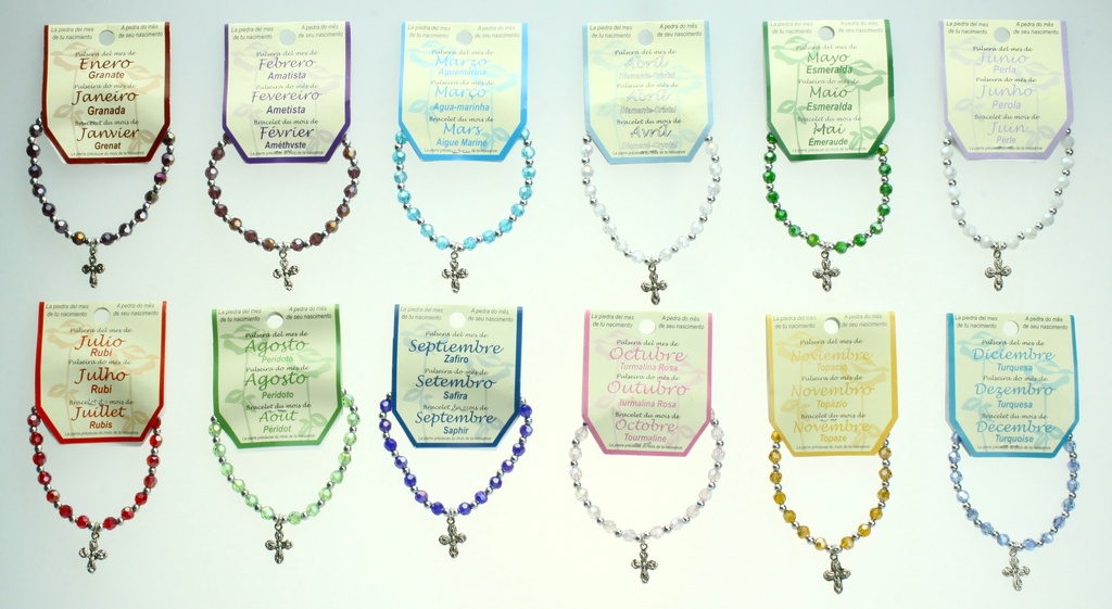 12x12 Bracelets 'Mois' - imitation cristal SANS DISPLAY