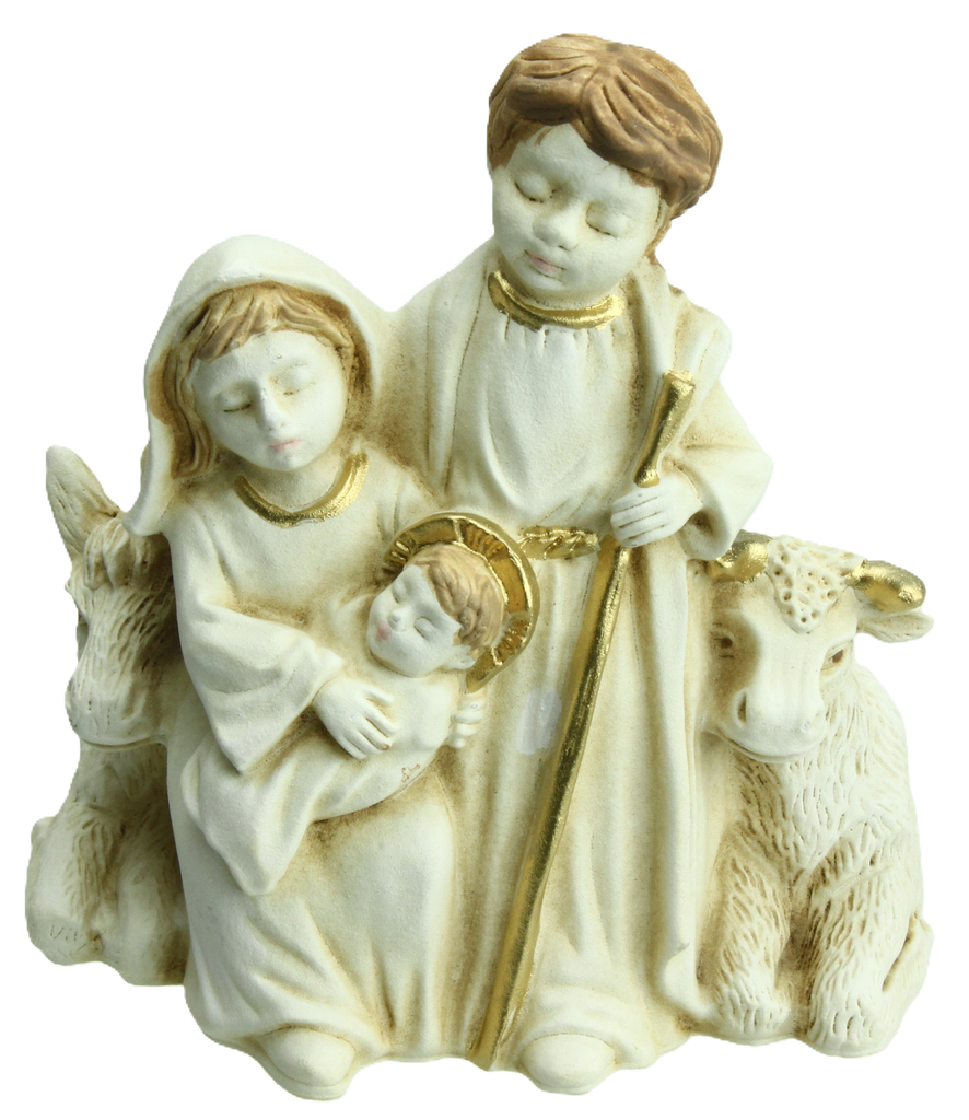 Kerstgroepje/os+ezel - polystone (80x80mm)