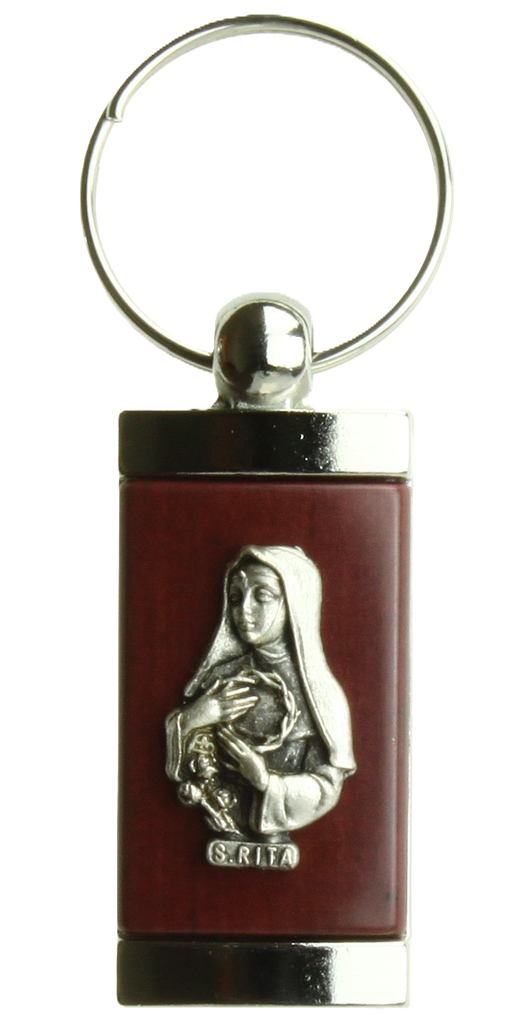 Porte-clef Ste Rita - métal/bois (58x24mm)