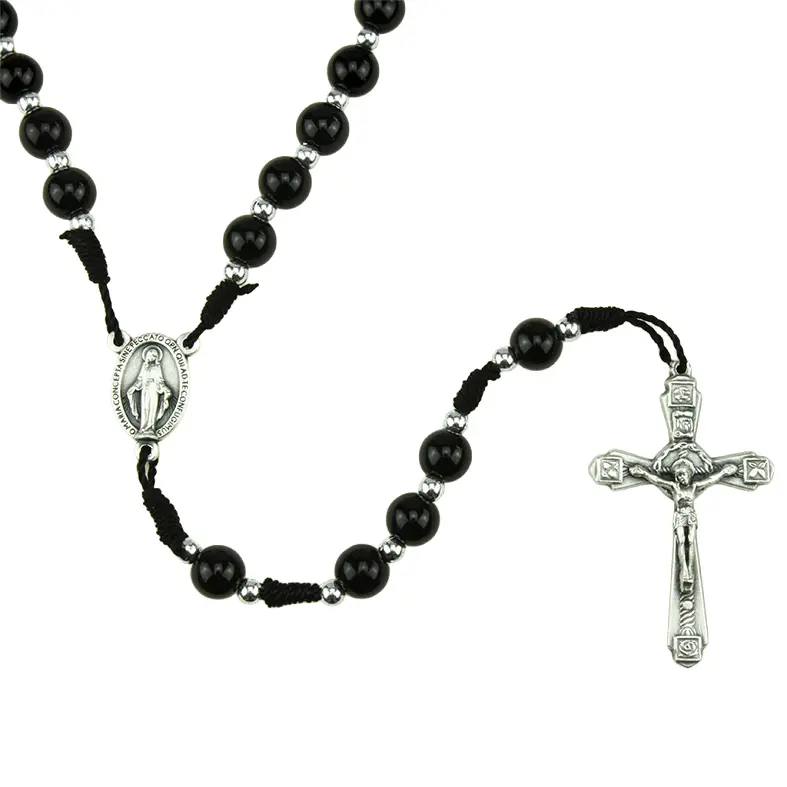 Rozenkrans glas/op koord - zwart (⌀ 8mm)