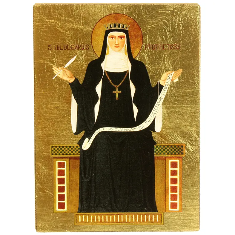 Ikoon zeefdruk/slagmetaal - Hildegarde (105x145mm)