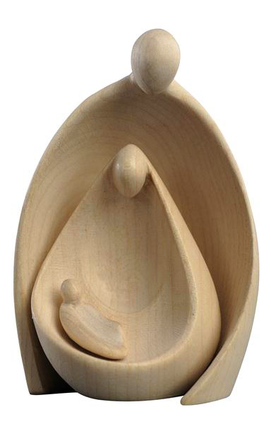 Statue Ste Famille/moderne - bois sculpté/natur - 13cm