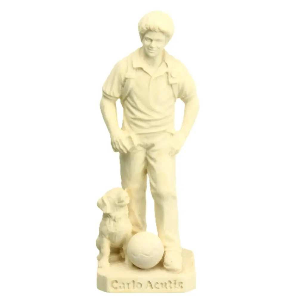 Beeld Carlo Acutis - houtsnij/natuur - 11cm