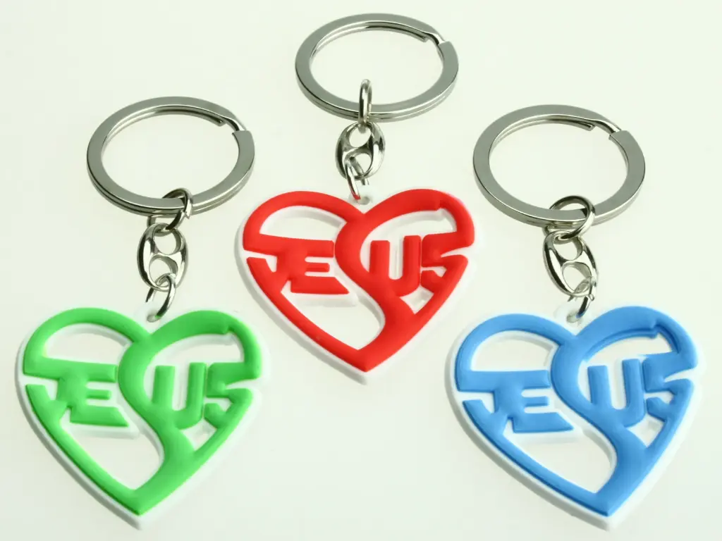 Keyholder Heart/Jesus - Silicon/assorti (40x38mm)
