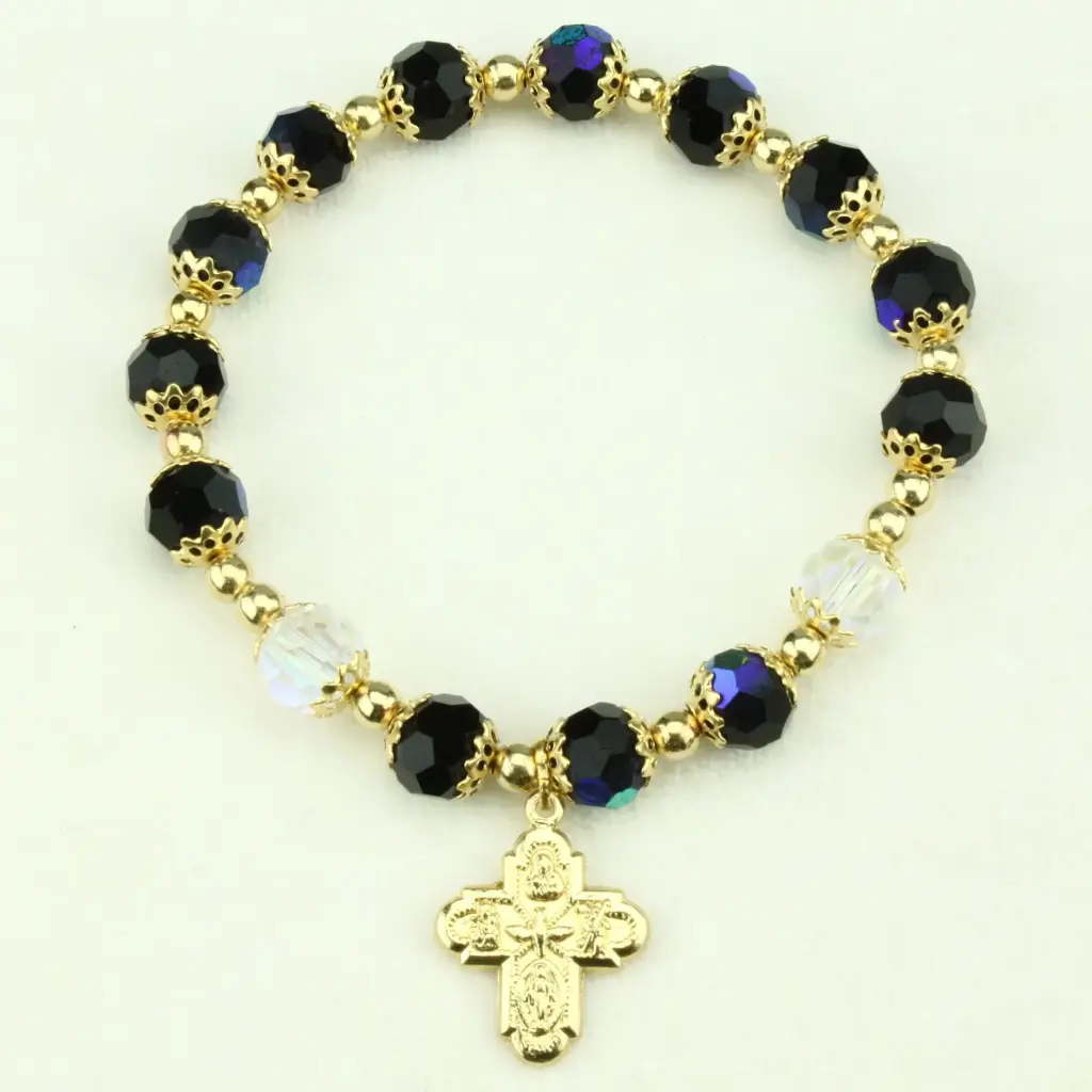 Armband verguld - elastisch/semi-cristal scarabe