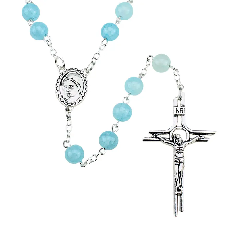 Rosary - pearl glass - turquis (⌀8mm)
