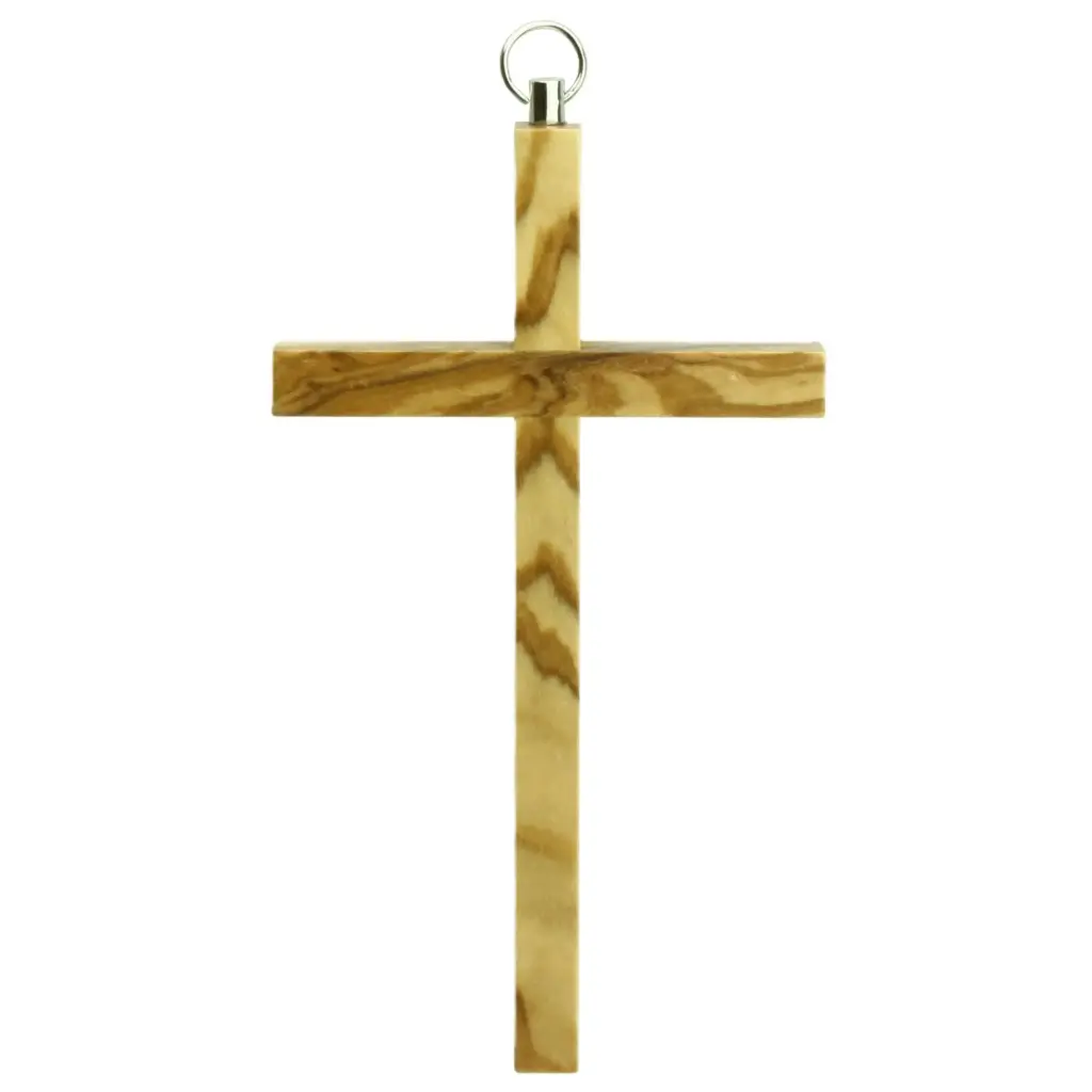 Croix murale sans christ - bois d'olivier (75x130mm)