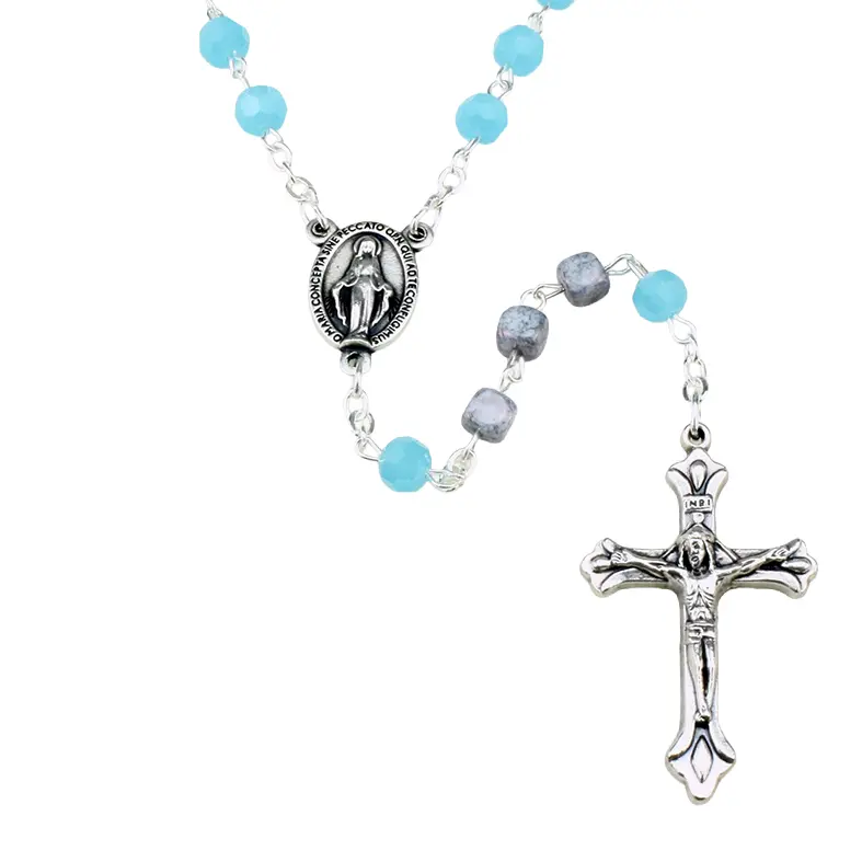 Rosary - pearl glass/stone - azzur (⌀6mm)