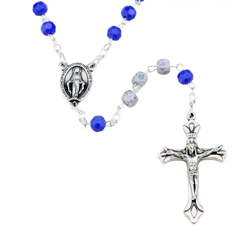Rozenkrans - glasparel/steen - donkerblauw (⌀6mm)