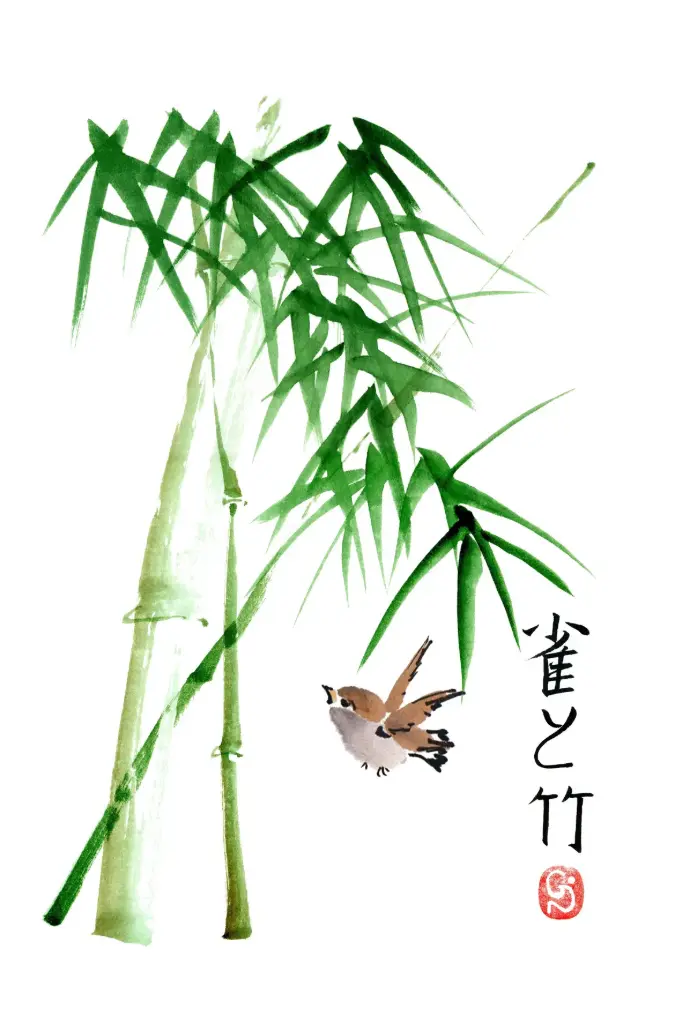 Carte double série 'Japonaise' - Roseaux 018 - 10x15cm + envel.