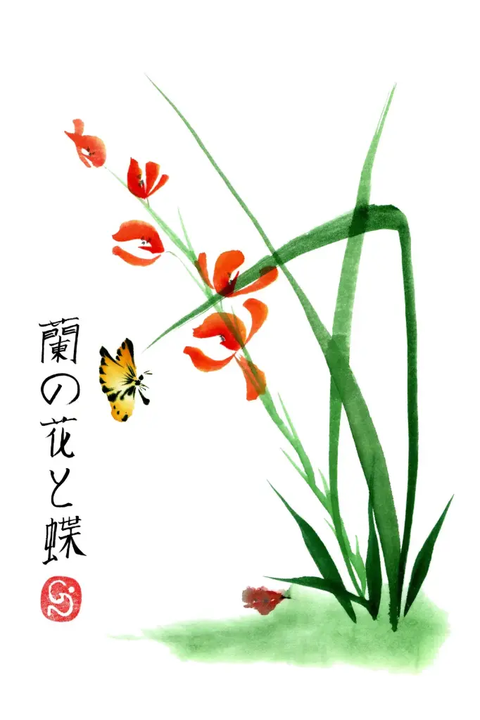 Carte double série 'Japonaise' - L'Orchidée 019 - 10x15cm + envel.
