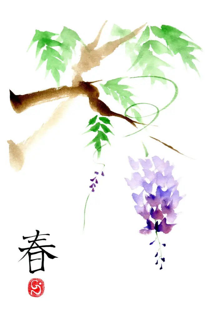 Carte double série 'Japonaise' - La Glycine 044 - 10x15cm + envel.