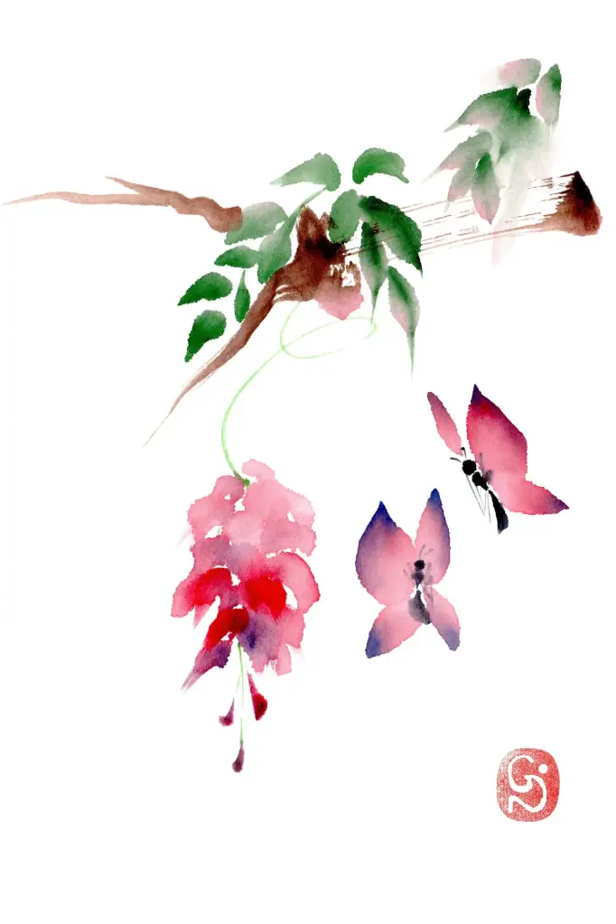 Dubbelkaart serie 'Japonaise' - La Glycine 053 - 10x15cm + envel.