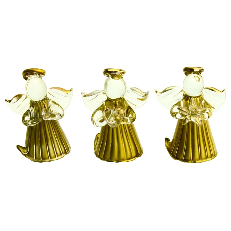 Set von 6 Engeln in Glass vergoldet - assorti (45mm)