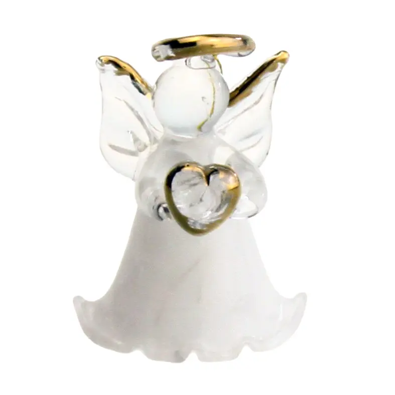 Box with 6 glass angel/white - assorti (45mm)
