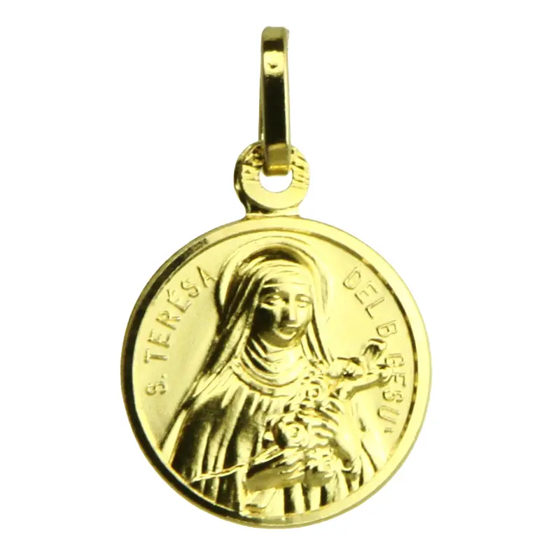 H. Theresia Medaille - 925% Zilver 3μm Verguld (Ø14mm)