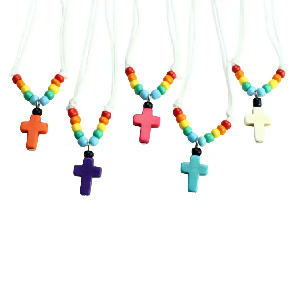 Ketting met Kruis - assorti kleuren (16x12mm)