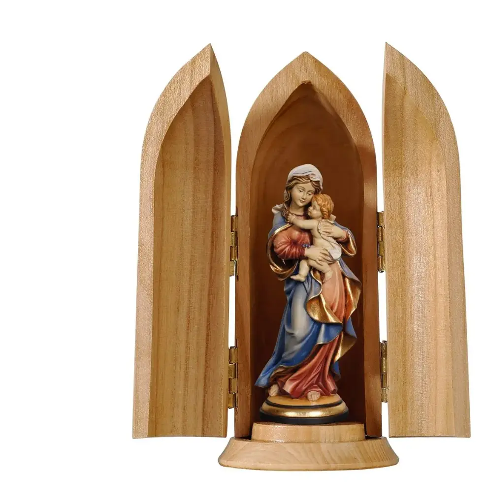 Niche OLVrouw met kind - houtsnij/gekleurd - 10cm/14cm