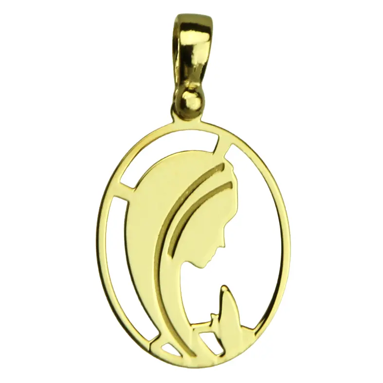 Praying Virgin Medal - 925% Silver  Gold Plated (14x17mm)