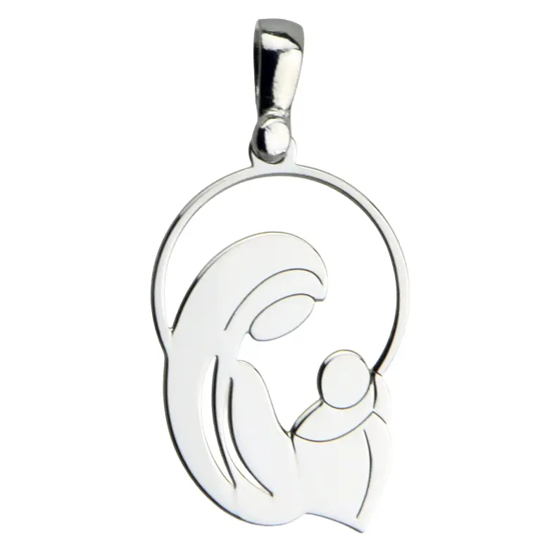 Praying Virgin Medal - 925% Silver/rhodium (14x17mm)