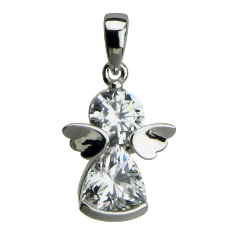 Engeltje steentjes wit - Ag 925‰ rhodium (11x13mm)