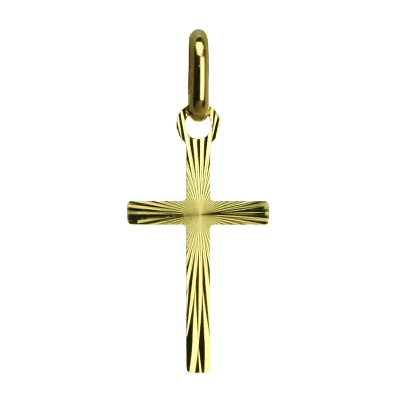 Croix fine/rayon - Ag 925‰ Plaqué Or (9x15mm)