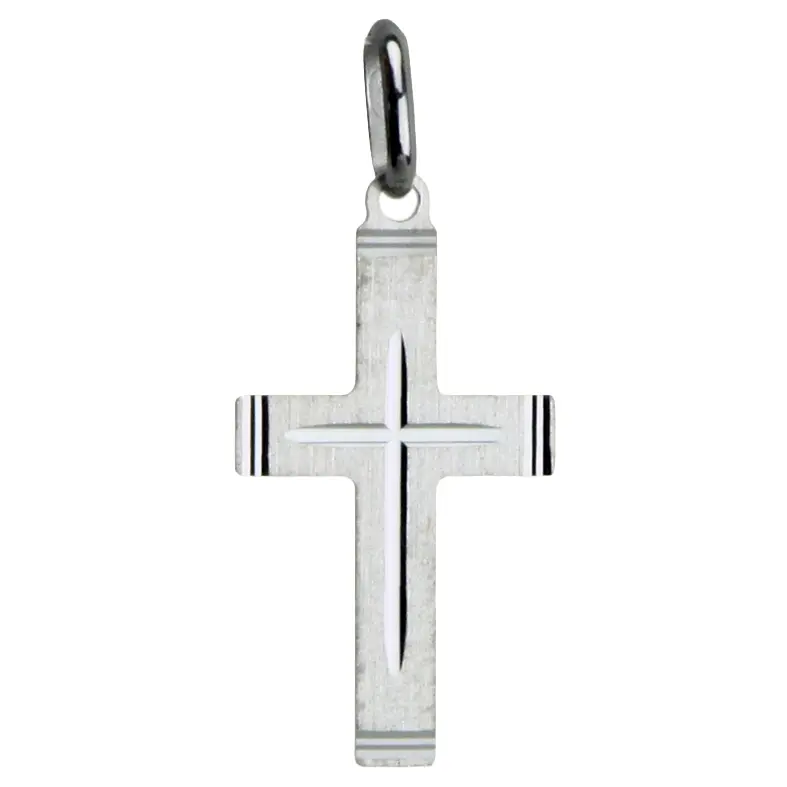 Kruisje geslepen - Ag 925‰ rhodium (13x20mm)