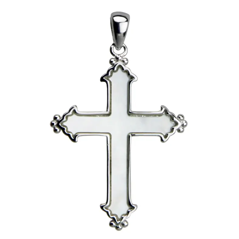 Croix avec nacre - Ag 925‰ rhodié (21x25mm)