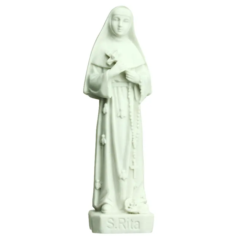 StatueSte Rita/abeilles - albâtre/blanche - 12cm