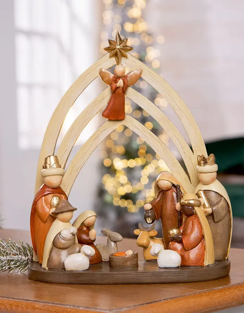 Stal + Kerstgroep 12-delig - poly (18,5x23cm)