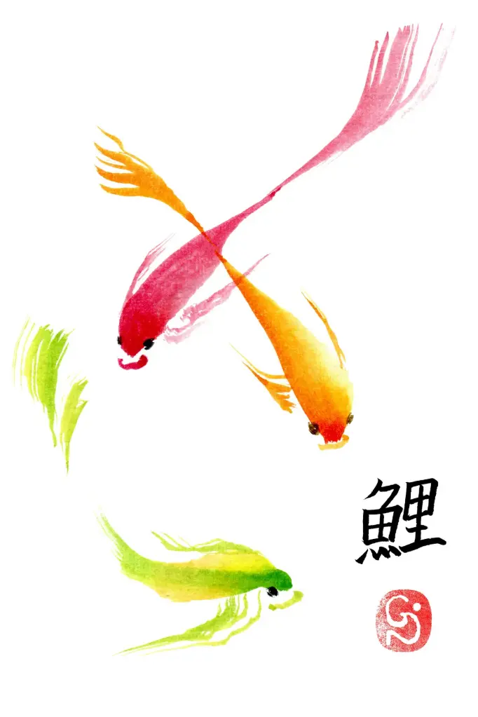 Dubbelkaart serie 'Japonaise' - Les carpes 034 - 10x15cm + envel.