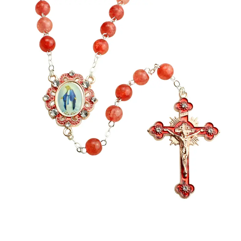 Rosenkranz - Glass/Kette/Zirkone - UV/versilb. (⌀ 8mm)