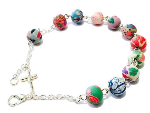 [ARM-05EL8GOM] Kinderarmband/tientje op ketting  - multicolor, gom (Ø9mm)
