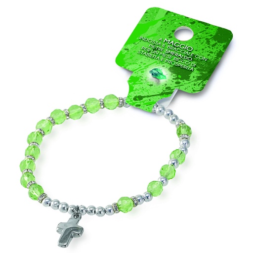 [ARM-35BDM05] Armband v/d maand 'Mei' - imitatie kristal/smaragd (Ø6mm)