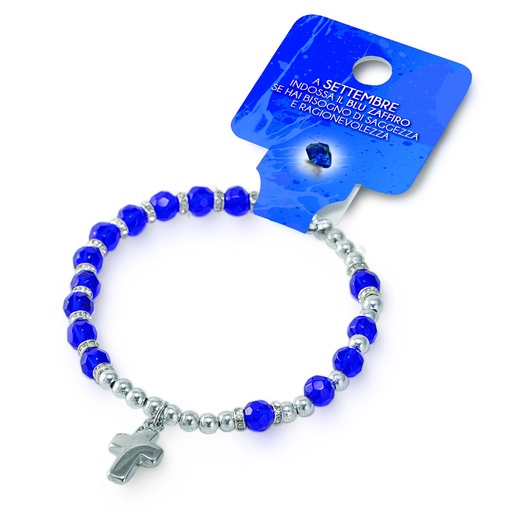 [ARM-35BDM09] Bracelet du mois 'Septembre' - imitation cristal/bleu saphir (Ø6mm)