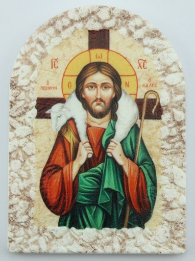 [ATM-09PAN2007] Aimant Pantocrator - effet pierre (65x45mm)