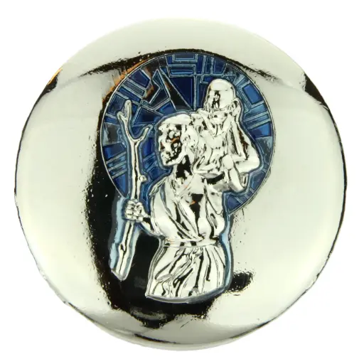 [ATM-46KRI089BL] Magnet St Christophe - vitro/bleu (Ø40mm)